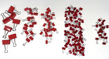Binder Clips, Red and Pink, various sizes, lot of 128