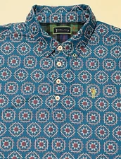 WILLIAM Murray Mens Golf Polo Shirt-L-Kaliedoscope Geometric Flower Tapestry 