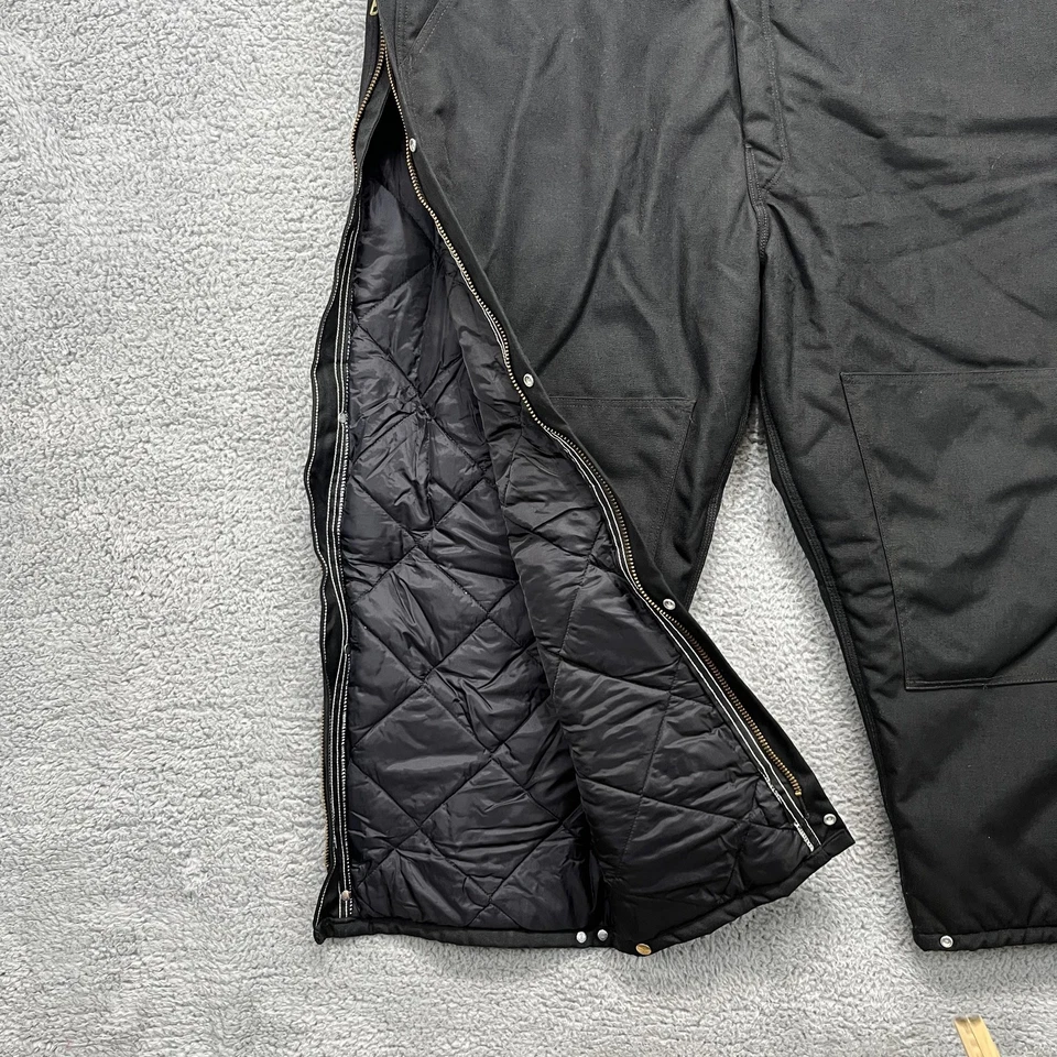 Carhartt Bib Overalls Mens 50x28 Black Extremes R33 Arctic Quilt Lined Zip - Image 4 of 4