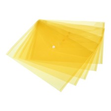 12 Pack File Folders Clear A4 Files Envelope Plastic Document Pockets Yellow