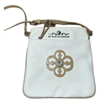 Brighton My Flat In London Ivory & Beige Leather Jeweled Crossbody Bag