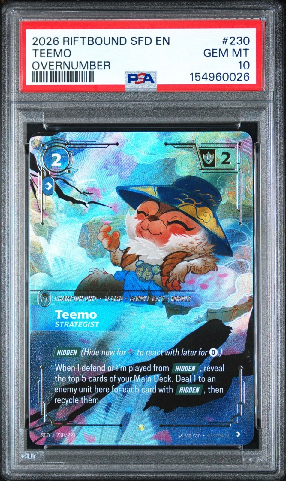 2026 Riftbound SFD EN Teemo Signature Overnumber #230 PSA 10 GEM MINT