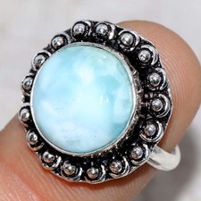925 Silver Plated Larimar Ring US 6 Best Gift For Women GW