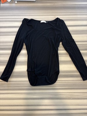Heather Lee Size Large Bodysuit Ripped Black Women