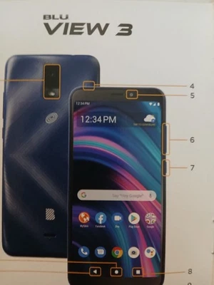 BLU View 3 B140DL Safelink (TracFone) 32gb Smartphone Cell Phone @d1