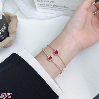 Nuevo en caja de regalo pulsera croma en forma de corazón rojo tono chapado en oro
