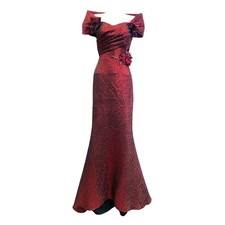 Terani Couture Burgundy Lam Strapless Evening Gown Size 4 Sample NWT