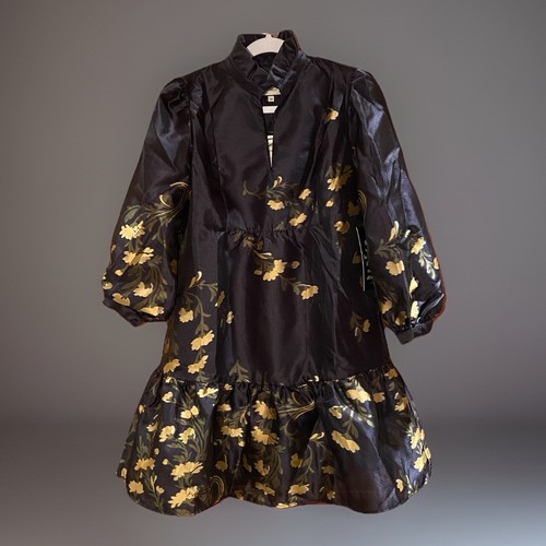 Tuckernuck Navy Jasmine Vine Jacquard Palmerston Dress Size XS Quiet Luxury Art
