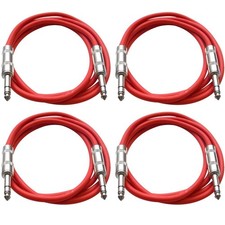 Seismic Audio TRS Patch Cables 2ft Red
