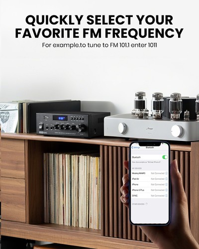 Moukey MAMP3 300W Audio Power Amplifier 2 Channel Amp Stereo Receiver Bluetooth - Afbeelding 4 van 8