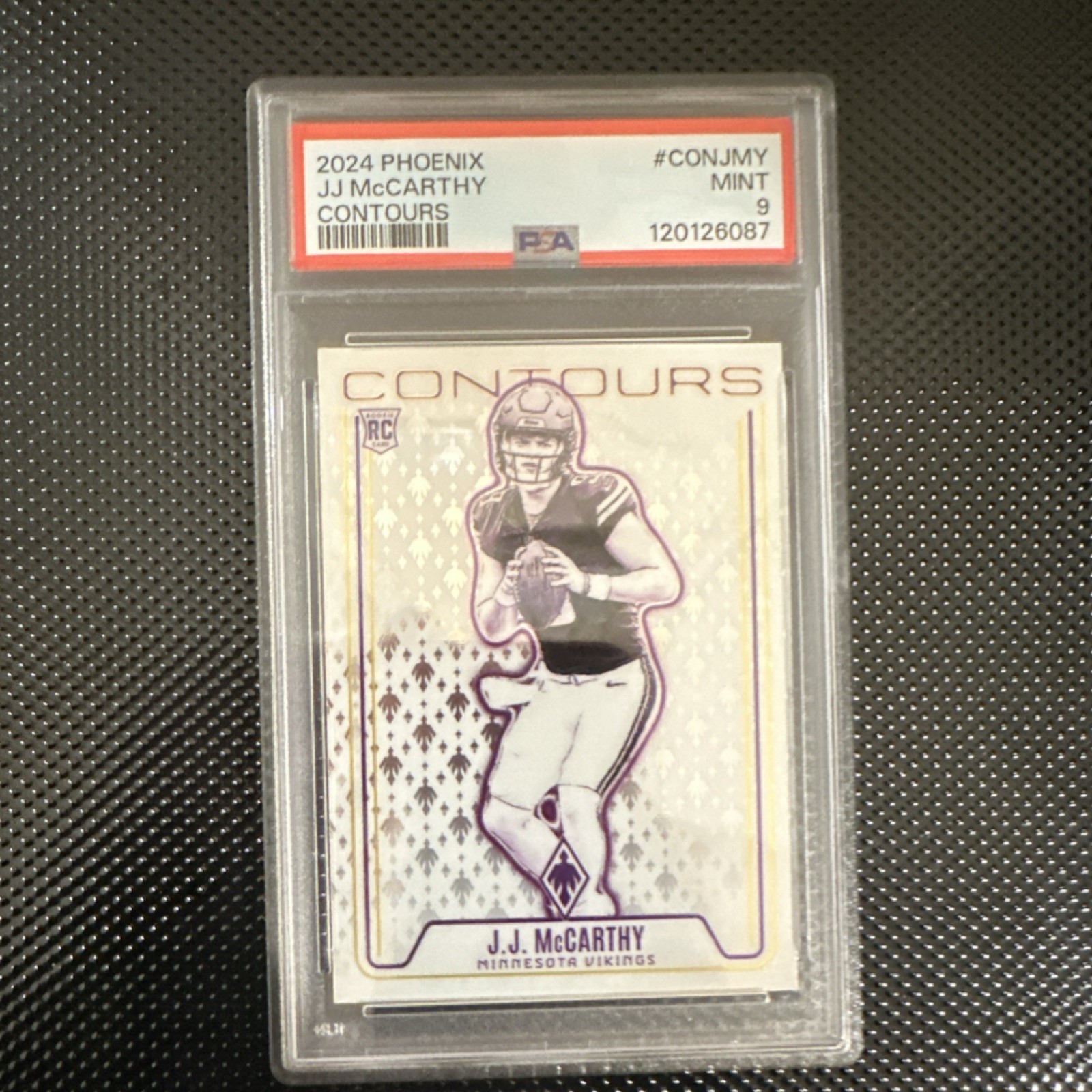 2024 Panini Phoenix Contours J.J. McCarthy Rookie Insert PSA 9 Vikings CON-JMY