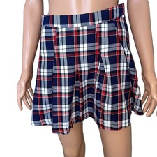 Divided red, white  blue mini pleated school girl catholic girl skirt Sz 6