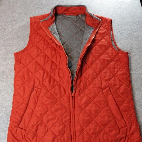 Saddlebred 1888 Mens Quilted Vest Orange Full Zip Mock Neck Medium - product listing photo