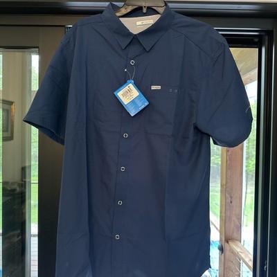 Columbia PFG Slack Tide Camp Shirt Men's Large Blue Omni-Wick UPF 50 Fishing NWT