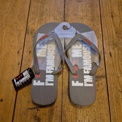 DAVID GUETTA F*** ME IM FAMOUS FLIP FLOPS GREY - UK 8 EU 42 - IBIZA CLUB POSTERS