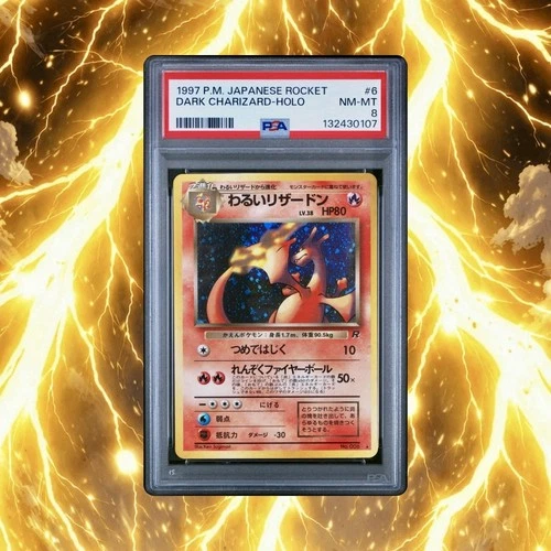 1997 POKEMON JPN ROCKET #6 DARK CHARIZARD-HOLO PSA 8