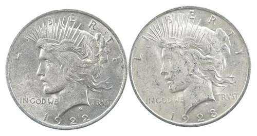 1922 & 1923 & Peace Silver Dollar $1 Bullion Collection Lot *864