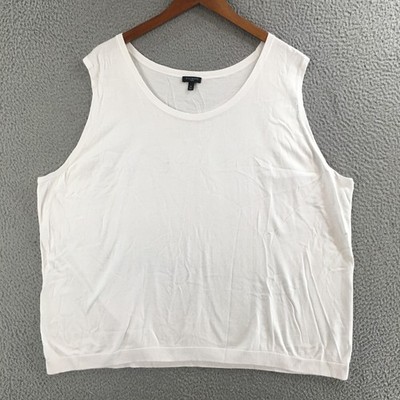 Talbots Tank Top Womens 4X Sleeveless Knit Stretch Casual Scoop Neck White