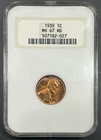 1939 NGC MS67RD “Fatty” Lincoln Wheat Cent 1c - Lustrous Old Holder