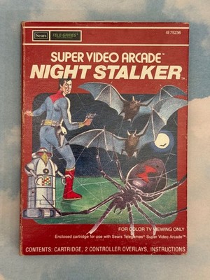 SEARS Super Video Arcade Intellivision NIGHT STALKER -COMPLETE w/ Manual&overly