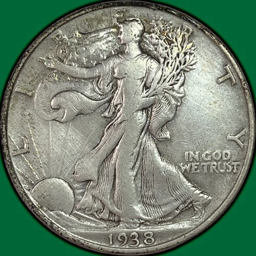 1938 Walking Liberty Half Dollar Extremely Fine XF Coin, Cleaning #37453