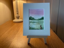 Aceo Original Gemälde von Toni Ein friedlicher Morgen auf dem Land 