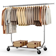 HOKEEPER Heavy Duty Clothes Rail 136kg (300lbs) Capacity Extendable Hanging Rack