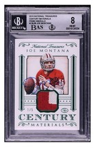 2016 National Treasures JOE MONTANA Patch Auto /5 Game Worn Used BGS 8 10 49ers