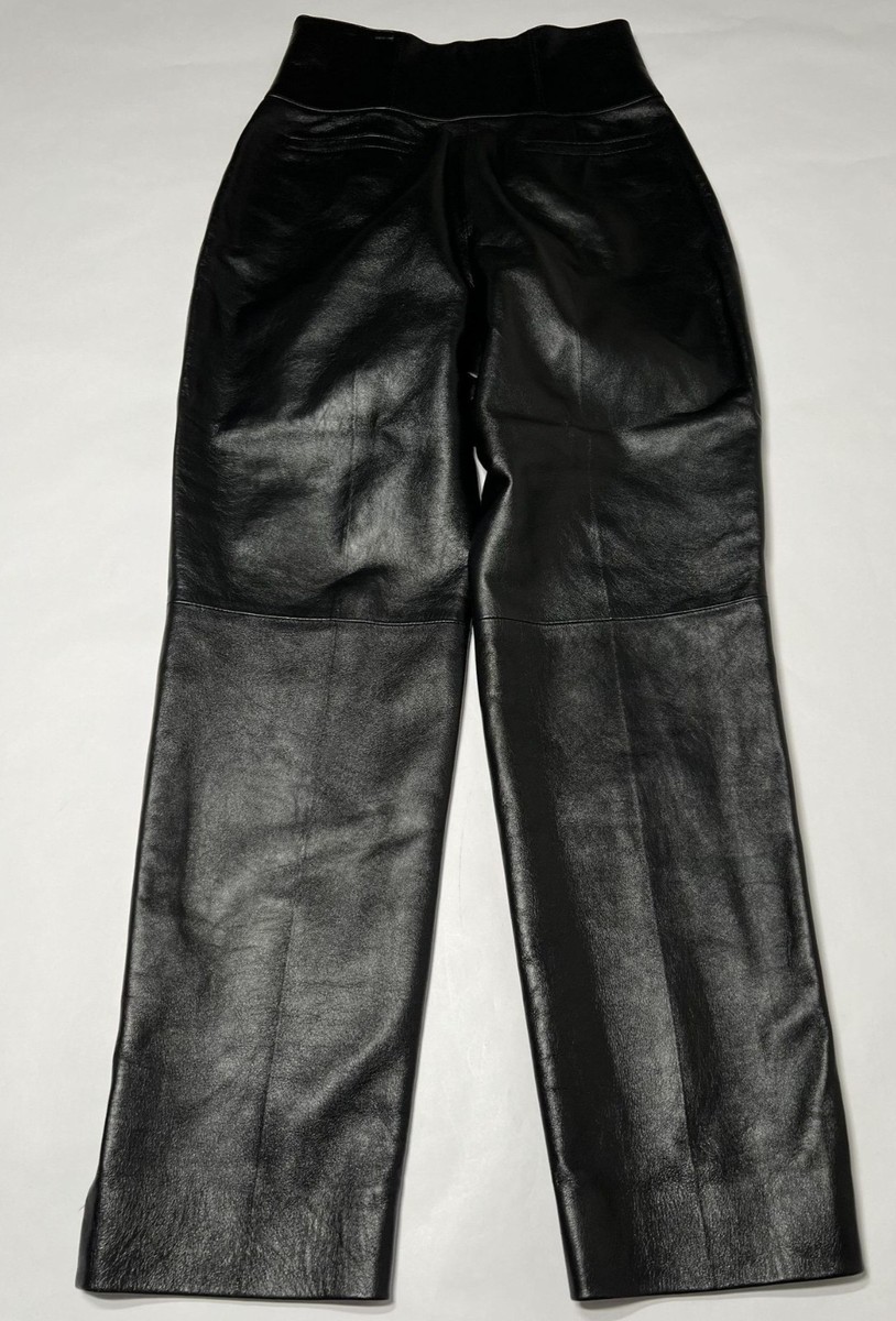 Saint Laurent FW 2019 High-Waisted Lamb Leather Pants in Black | eBay