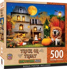 MasterPieces Jigsaw Puzzle; Trick or Treat - glow-in-dark; 500 pieces