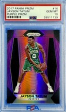 PSA 10: 2017 Panini Prizm Jayson Tatum True Purple RC Rookie /75