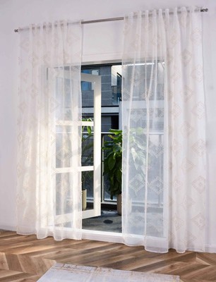 2 Gardinen  HxB 245x145 cm Natur Taupe Chevron »VALENCIA« Multiband Scherli