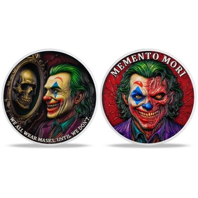 Joker In The Mirror & Skull Memento Mori Coin Stoic Challenge Coin