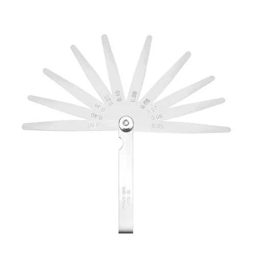 Metric Thickness Feeler Gauge 0.05-0.50mm 10 Blades Mn Steel Measuring Gap Width