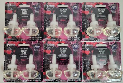 Glade PlugIns Scented Oil Warmer 12 Refills, Velvety Berry Bliss, (6 Pack)