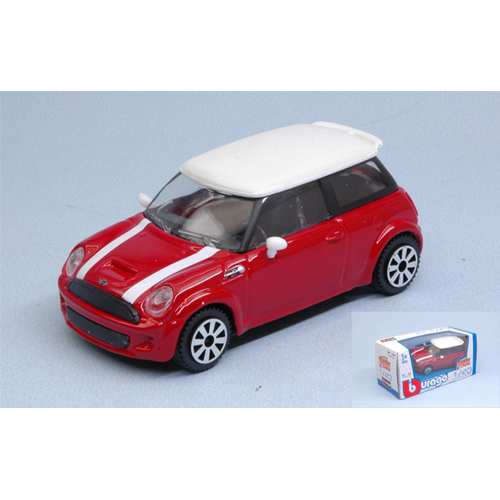 MINI COOPER S RED WITH WHITE ROOF 1:43 Burago Auto Stradali Die Cast Modellino - Foto 1 di 3