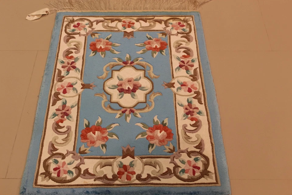 TOP SELLER! ALFOMBRA DE SEDA CHINA VINTAGE AUBUSSON 2'x3' ¡NUEVA! ¡GRAN OFERTA!! Foto 4 de 4