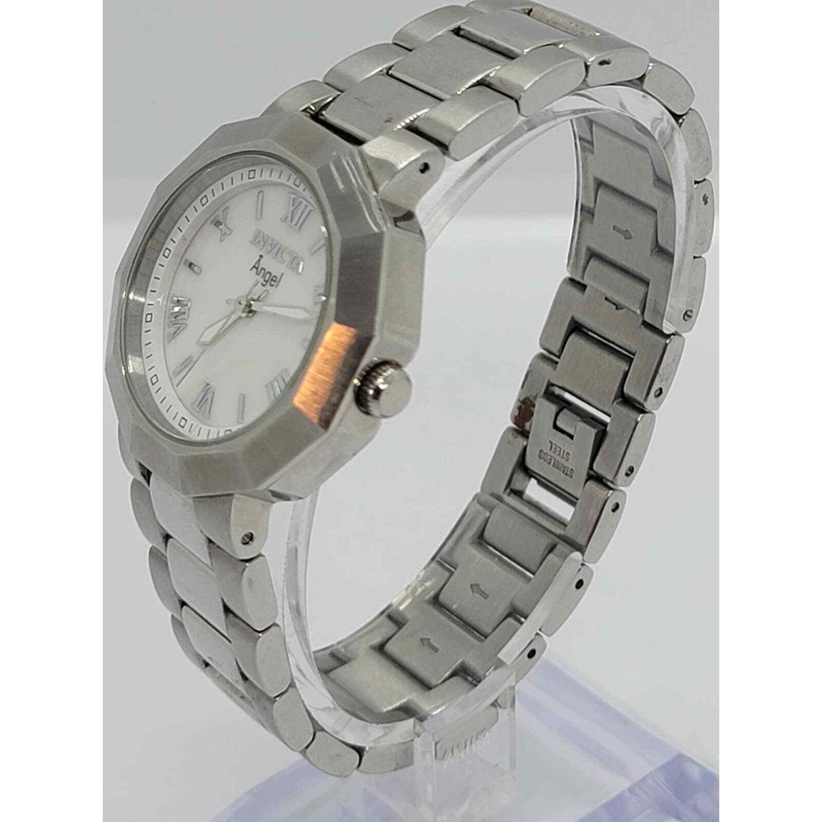 Invicta Angel womens watch Polygon Silver tone SS - Model 0542 Needs Battery Invicta Angel 0542 Lady 30m Silver Steel Dodecagon Analog  main image 2