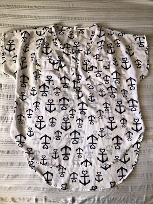 LIVE 4 TRUTH ladies 1X Chiffon Blouse POCKETS Anchors Nautical