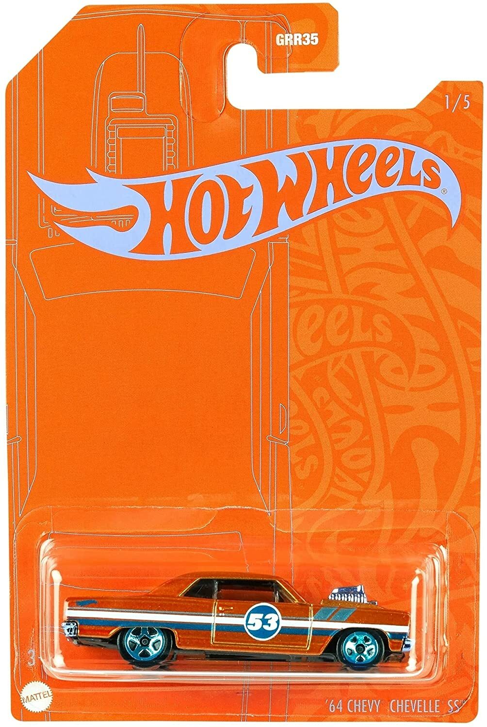 2021 Hot Wheels 1/5 Orange & Blue Series '64 CHEVY CHEVELLE SS Orange w/Blue 5Sp
