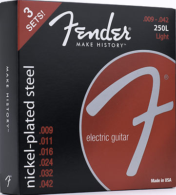 Fender 3 Pack Light Nickel-Plated Steel Guitar Strings 250L 9-42 073-0250-309