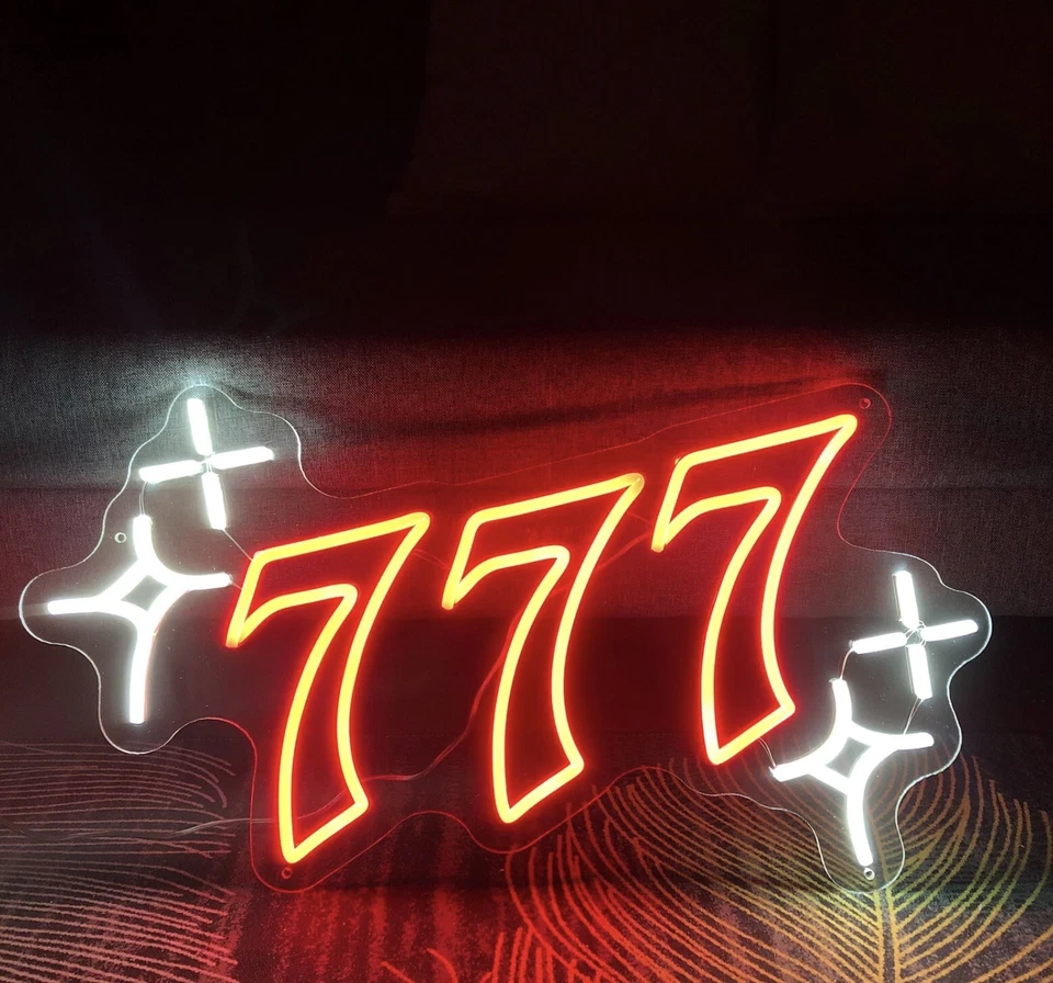 Lucky 7 Bar sign Custom Neon sign  Jackpot Casino Party Decor LOGO Pub LED Sign - image 4 of 4