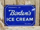 VINTAGE BORDENS PORCELAIN SIGN OLD ICE CREAM DAIRY FARM FOOD ADVERTISING PLAQUE
