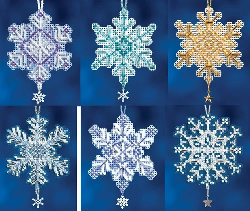 2012 Mill Hill SNOW CRYSTALS Counted Cross Stitch Kits SNOWFLAKES Ornaments