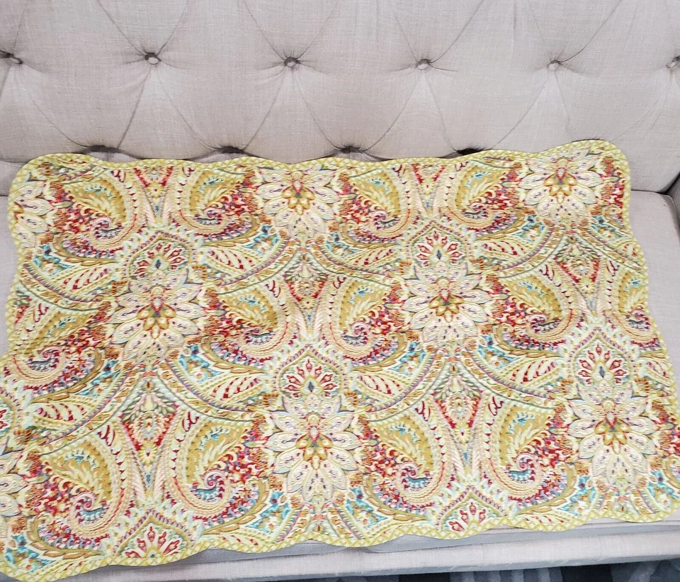 Juego de edredón Waverly Swept Away amarillo cachemir 3 piezas simulado 108" x 120" colcha king Foto 4 de 4