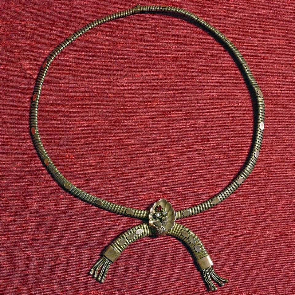 Gioielli d'epoca - Collana girocollo ART DECÒ in argento e oro - anni '20/'30 - Immagine 2 di 4