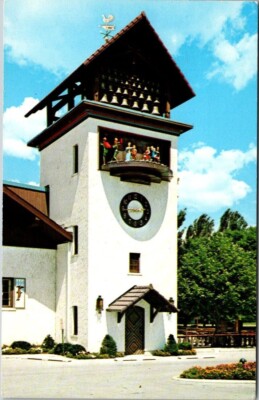 Frankenmuth Bavarian Inn Glockenspiel Tower Michigan Vintage Chrome Postcard A94