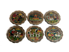 Ecuador Village Tooled Leather Coasters Set of 6 with Holder