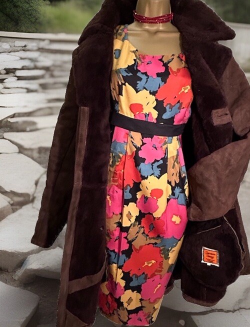 Unisex VTG Sheepskin Harrison Peters Cocoa Brown Cosy Coat Large