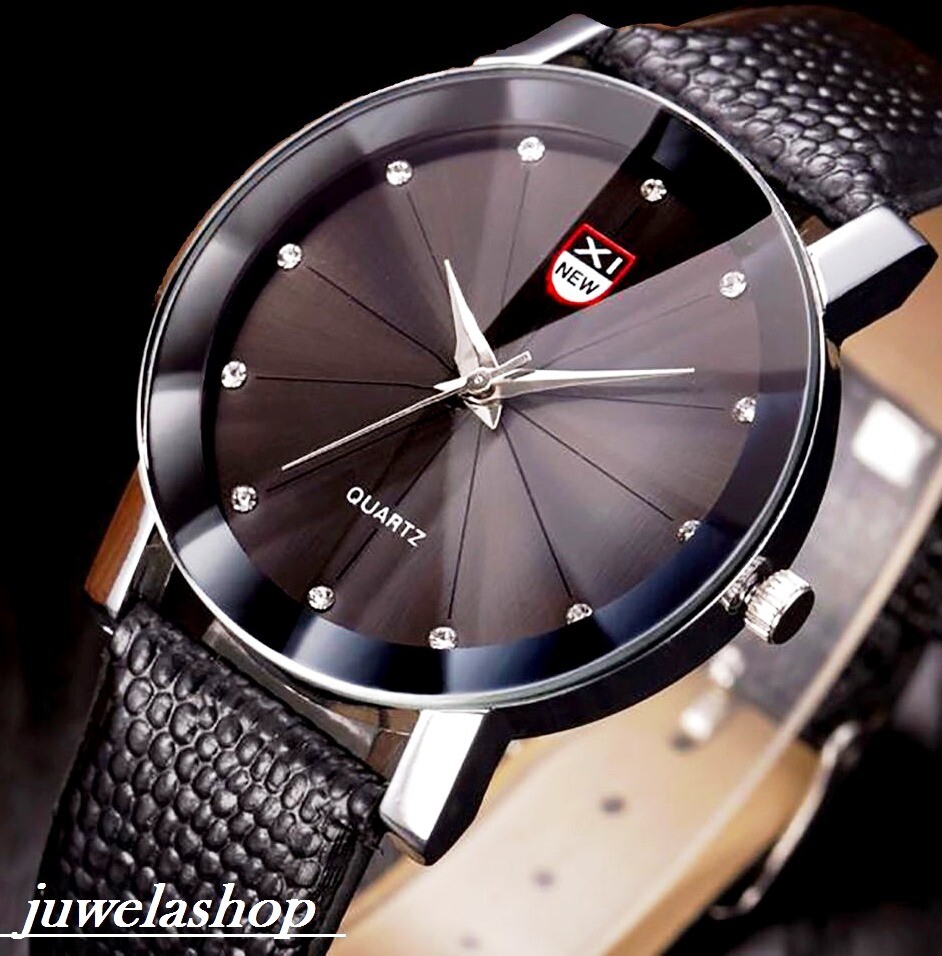 PARTNER UHR Business Damenuhr Herrenuhr Klassische Armbanduhr Quarzuhr  SCHWARZ